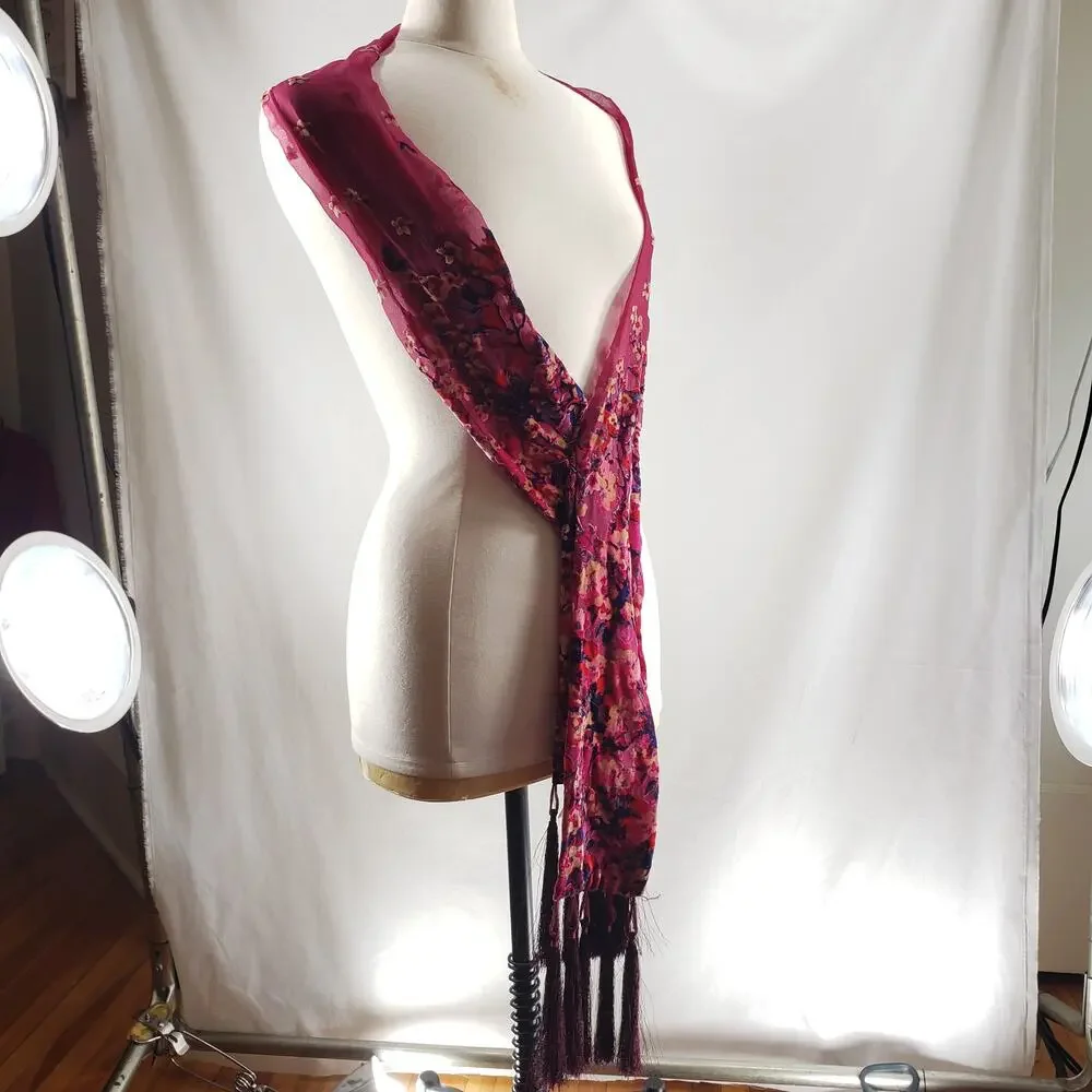 Collection 18 Unisex Scarf NEW Multicolor Floral Print Cherry Blazer Tassels